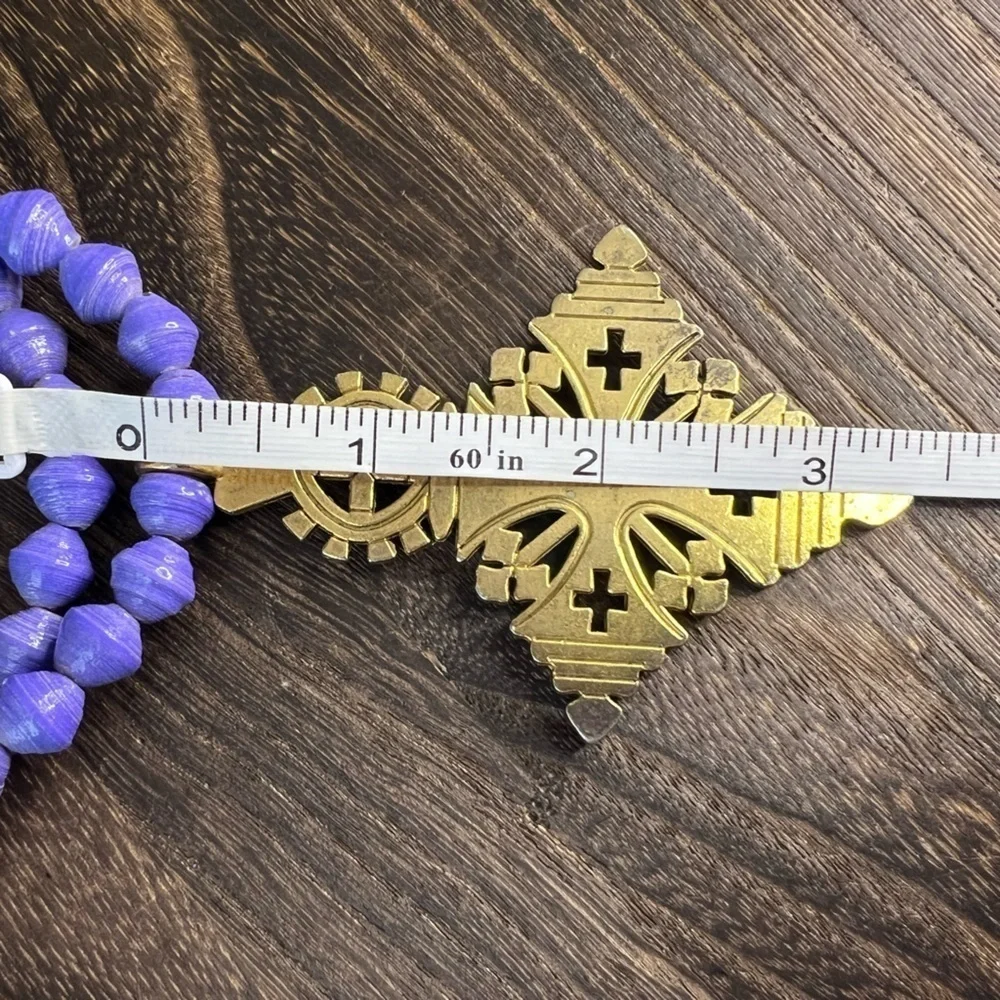 Akola Purple Demi Paper Bead Necklace - Picture 6 of 6